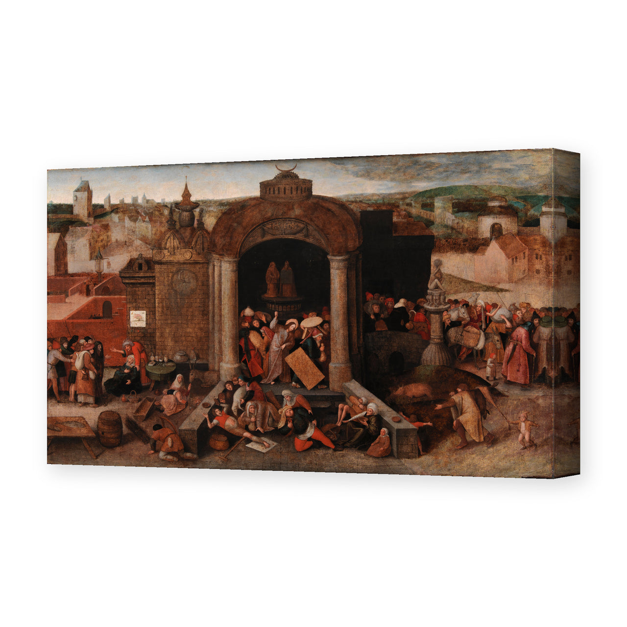 Pieter Bruegel the Elder's 'Christ Driving the Traders from the Temple' painting reproduced as a gallery-wrapped canvas print