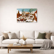 Gallery-wrapped canvas print of Pieter Bruegel the Elder's Massacre of the Innocents displayed on a wall in a living room