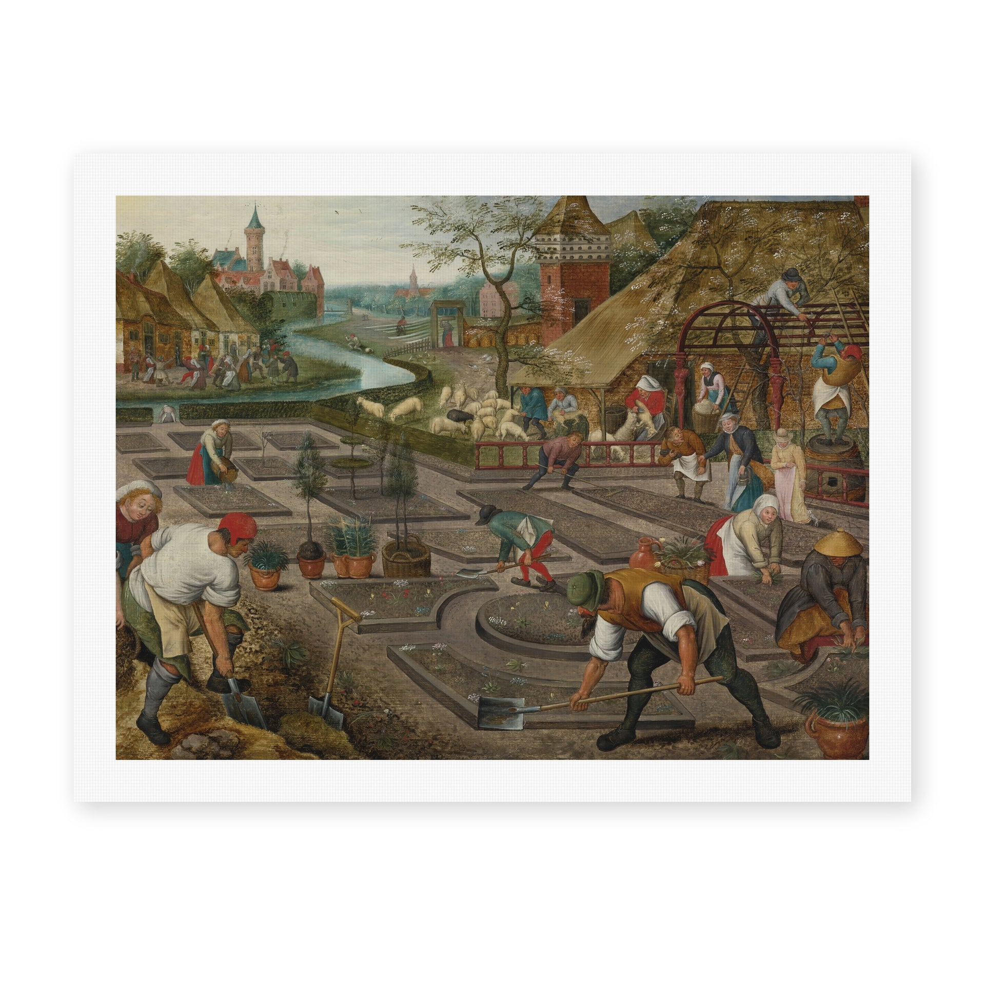 Pieter Bruegel the Elder's 'Spring' painting reproduced as a rolled canvas print
