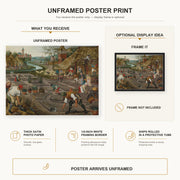 Pieter Bruegel the Elder - Spring poster print size comparison and framing display infographic