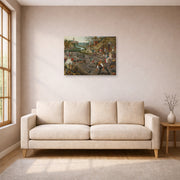Unframed poster print of Pieter Bruegel the Elder's Spring displayed on a wall in a living room