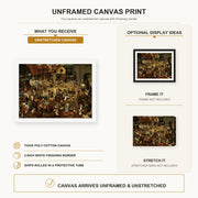 Pieter Bruegel the Elder - The Fight Between Carnival and Lent canvas print size comparison and framing display infographic