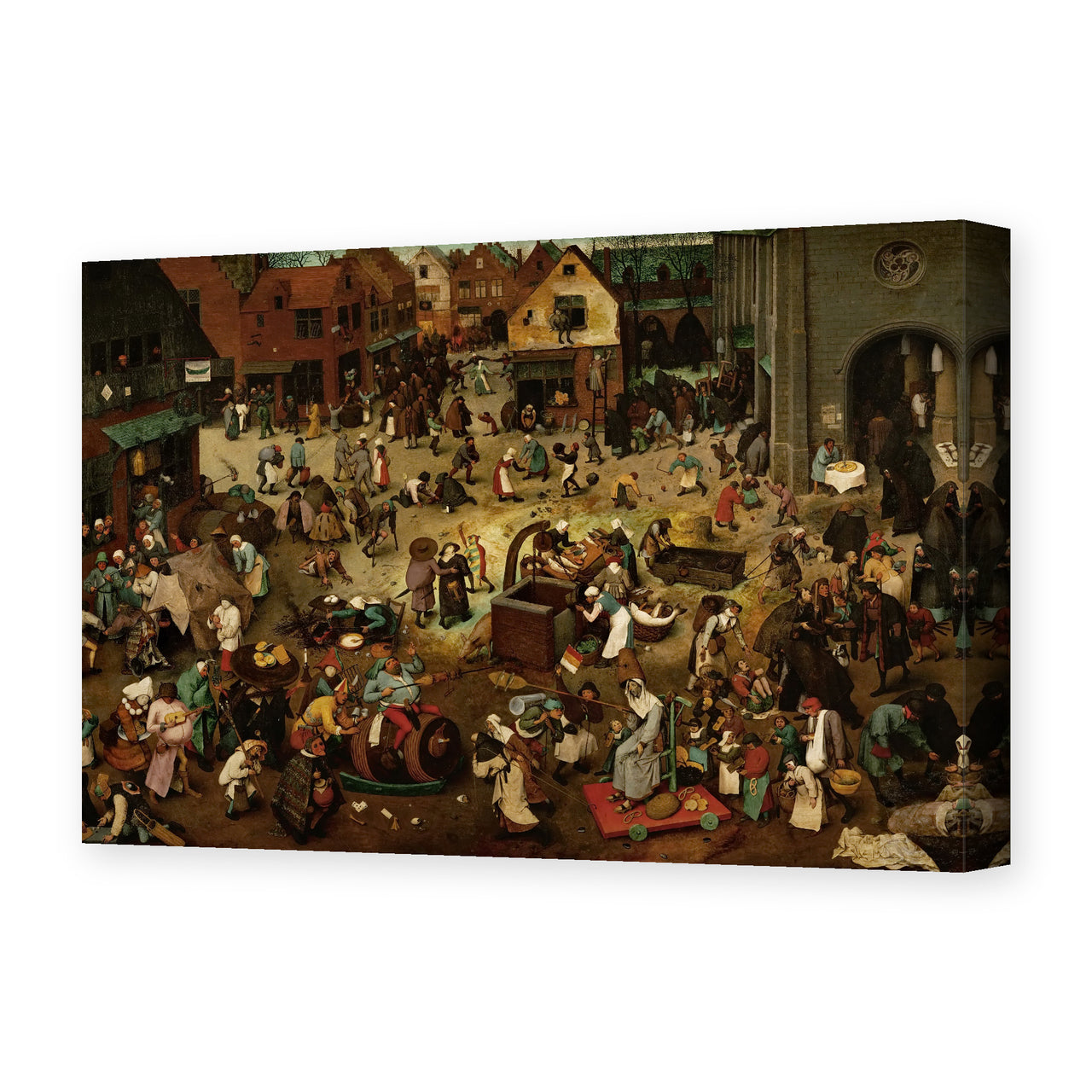 Pieter Bruegel the Elder's 'The Fight Between Carnival and Lent' painting reproduced as a gallery-wrapped canvas print