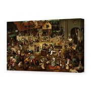 Pieter Bruegel the Elder's 'The Fight Between Carnival and Lent' painting reproduced as a gallery-wrapped canvas print