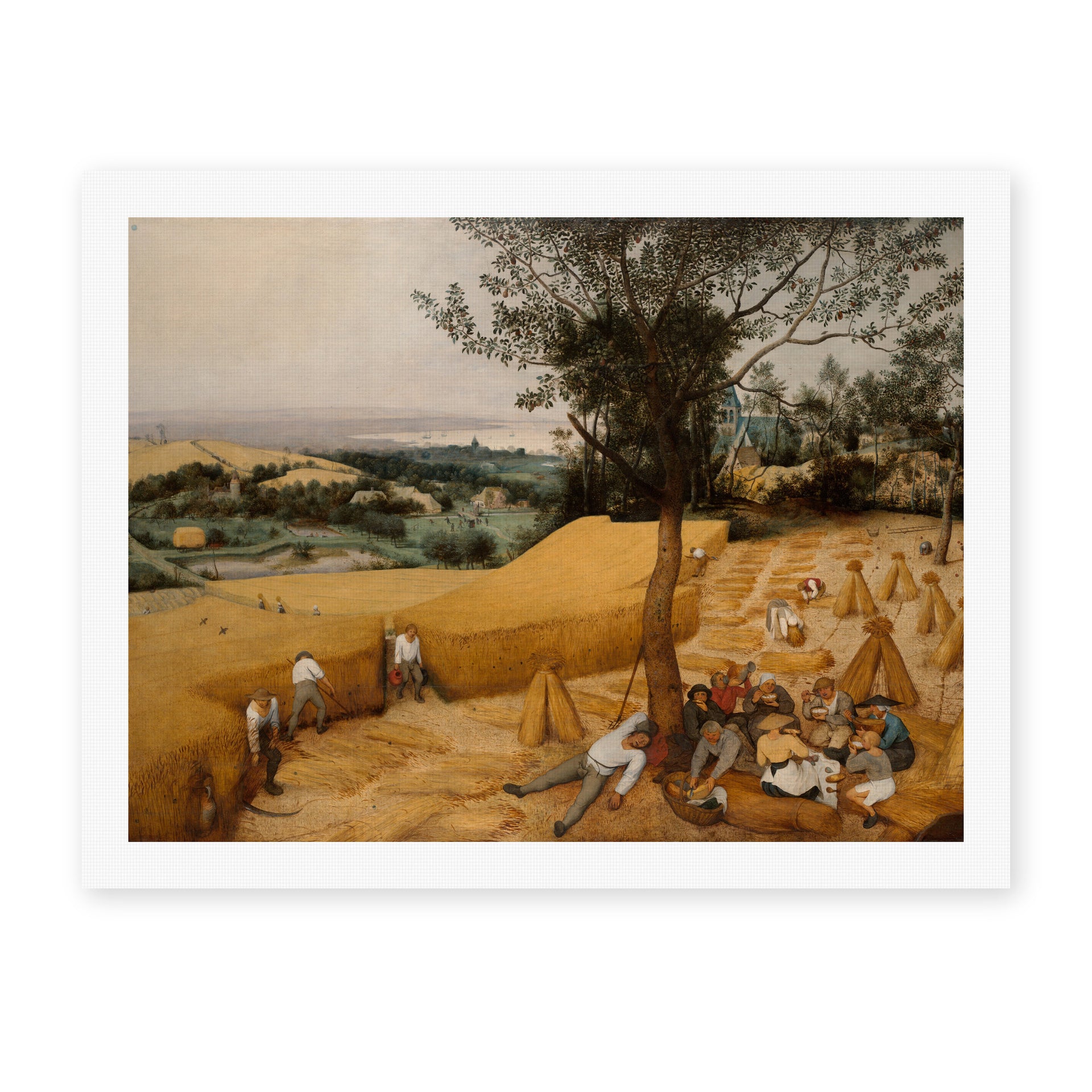 Pieter Bruegel the Elder's 'The Harvesters' painting reproduced as a rolled canvas print