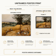 Pieter Bruegel the Elder - The Harvesters poster print size comparison and framing display infographic
