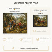 Pieter Bruegel the Elder - The Peasants' Brawl poster print size comparison and framing display infographic