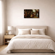 Gallery-wrapped canvas print of Pieter Bruegel the Elder's The Sermon of Saint John the Baptist displayed on a wall in a bedroom