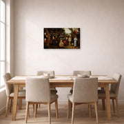 Gallery-wrapped canvas print of Pieter Bruegel the Elder's The Sermon of Saint John the Baptist displayed on a wall in a dining room