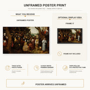 Pieter Bruegel the Elder - The Sermon of Saint John the Baptist poster print size comparison and framing display infographic