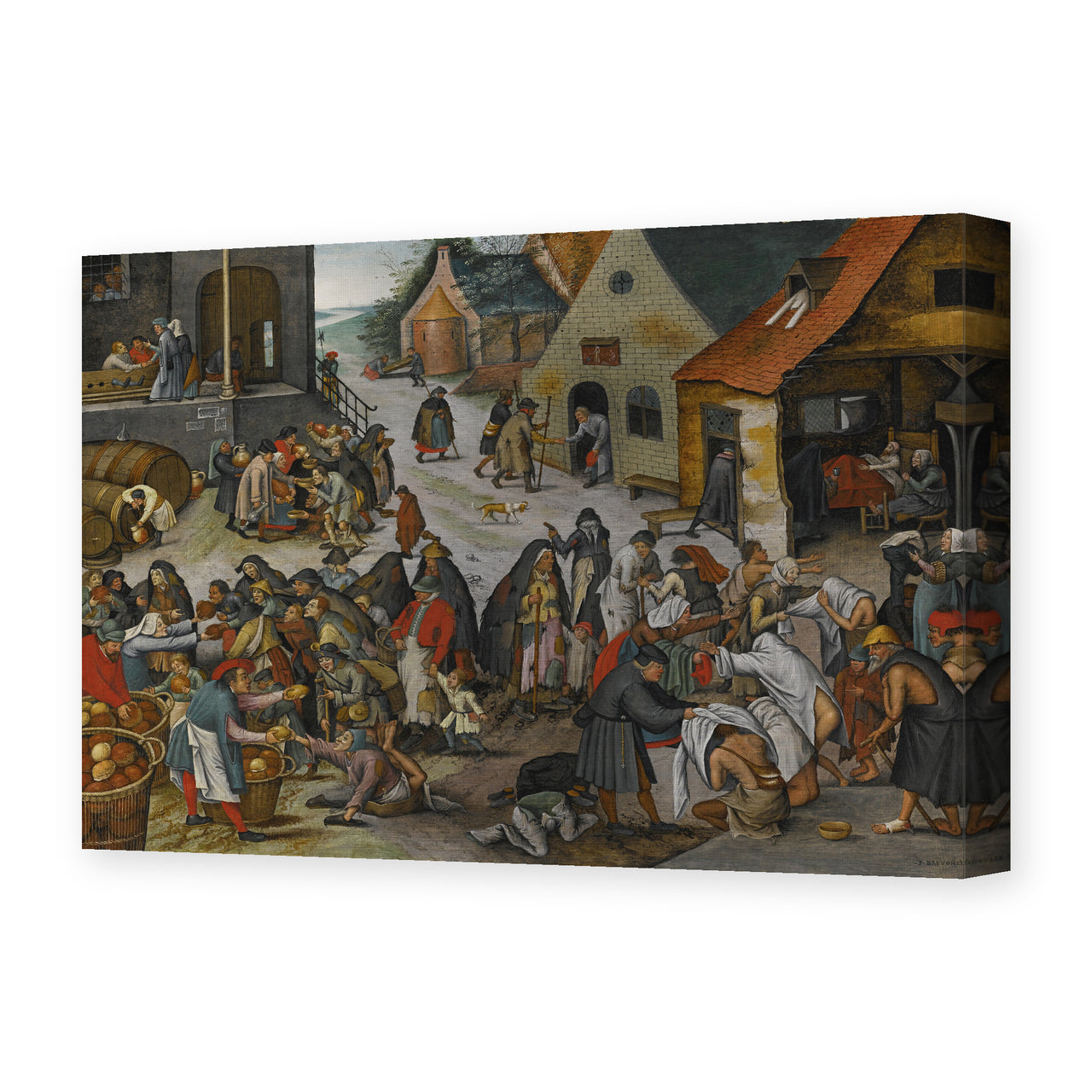 Pieter Bruegel the Elder's 'The Seven Acts of Mercy' painting reproduced as a gallery-wrapped canvas print