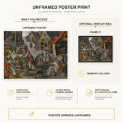 Pieter Bruegel the Elder - The Seven Acts of Mercy poster print size comparison and framing display infographic