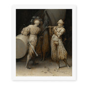 Pieter Bruegel the Elder's 'The Three Soldiers' painting reproduced as a rolled canvas print
