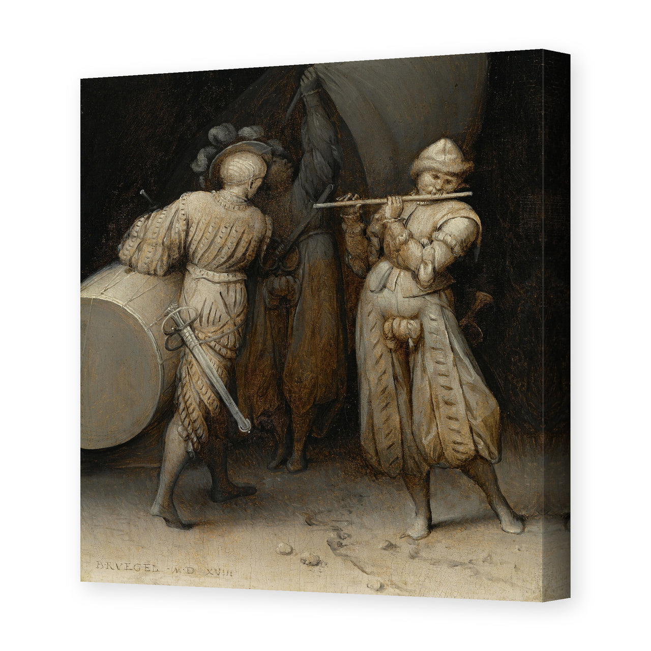 Pieter Bruegel the Elder's 'The Three Soldiers' painting reproduced as a gallery-wrapped canvas print