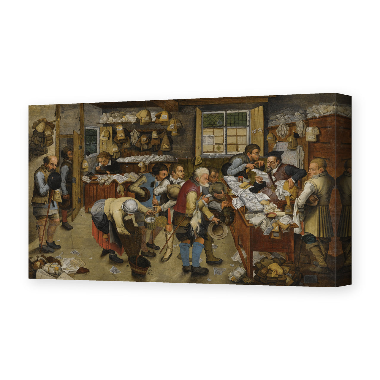 Pieter Bruegel the Elder's 'The Village Lawyer's Office' painting reproduced as a gallery-wrapped canvas print