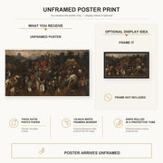 Pieter Bruegel the Elder - The Wine of Saint Martins Day poster print size comparison and framing display infographic