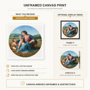 Raphael - Alba Madonna canvas print size comparison and framing display infographic