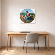 Gallery-wrapped canvas print of Raphael's Alba Madonna displayed on a wall in a office