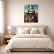 Gallery-wrapped canvas print of Raphael's Catherine displayed on a wall in a bedroom