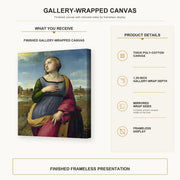 Raphael - Catherine gallery wrap canvas construction and hanging details infographic