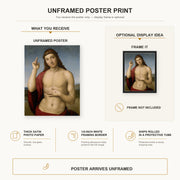 Raphael - Christ Blessing poster print size comparison and framing display infographic