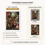 Raphael - Christ Falling on The Way to Calvary canvas print size comparison and framing display infographic