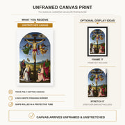 Raphael - Crucifixion with the Virgin, Saints and Angels canvas print size comparison and framing display infographic