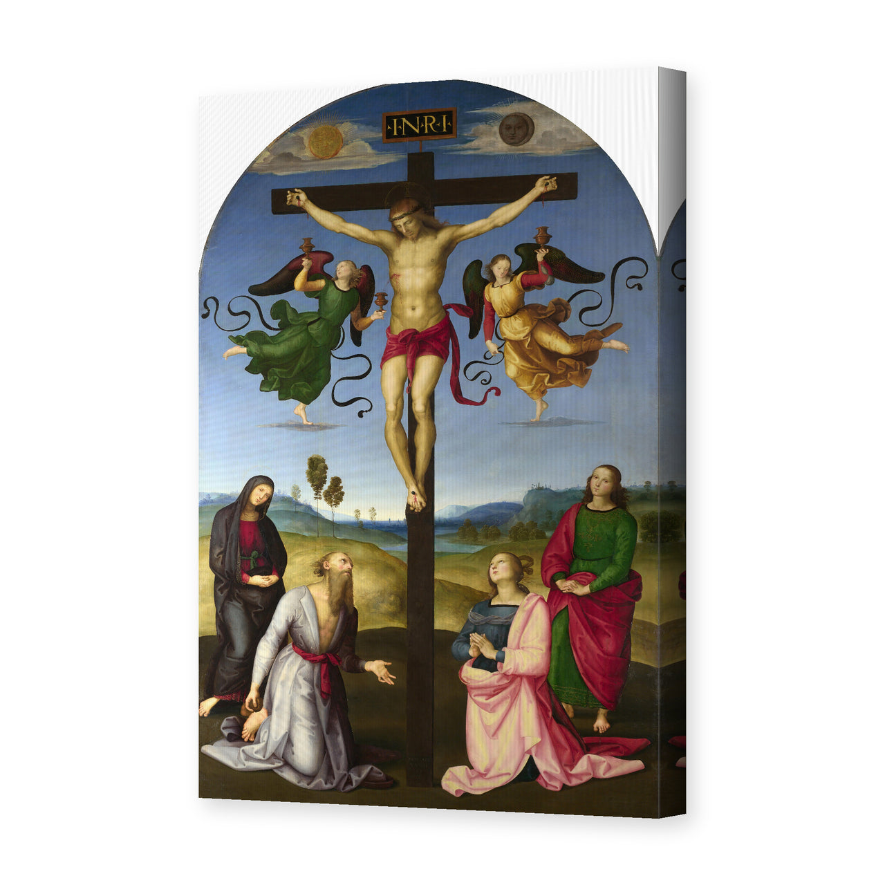 Raphael's 'Crucifixion with the Virgin, Saints and Angels' painting reproduced as a gallery-wrapped canvas print