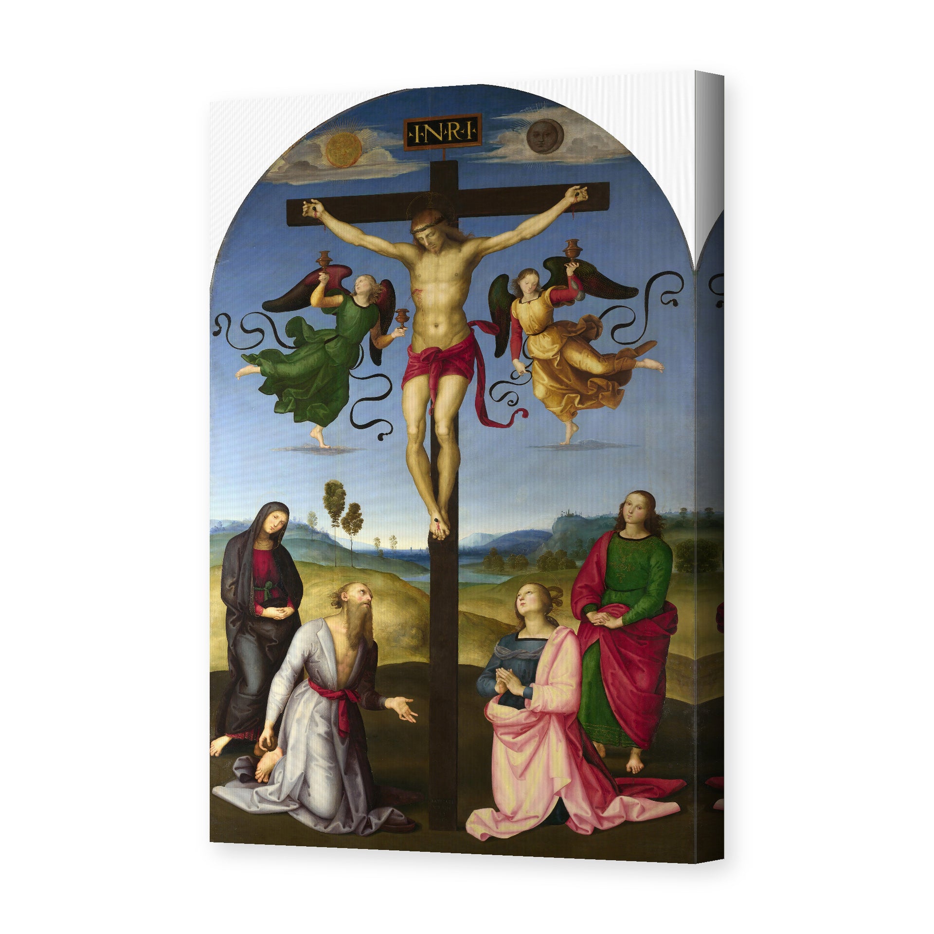 Raphael's 'Crucifixion with the Virgin, Saints and Angels' painting reproduced as a gallery-wrapped canvas print