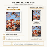 Raphael - Galatea canvas print size comparison and framing display infographic