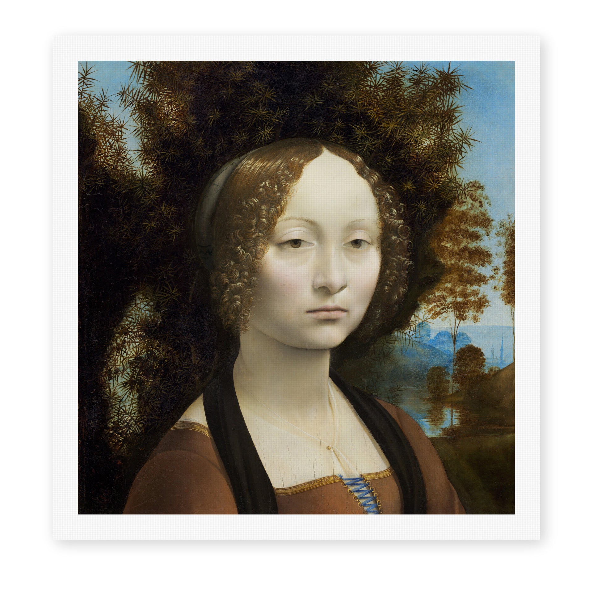 Raphael's 'Ginevra De Benci' painting reproduced as a rolled canvas print
