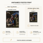 Raphael - Holy Family below the Oak poster print size comparison and framing display infographic