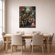 Gallery-wrapped canvas print of Raphael's Jesus Carrying His Cross displayed on a wall in a dining