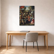 Gallery-wrapped canvas print of Raphael's Jesus Carrying His Cross displayed on a wall in a office