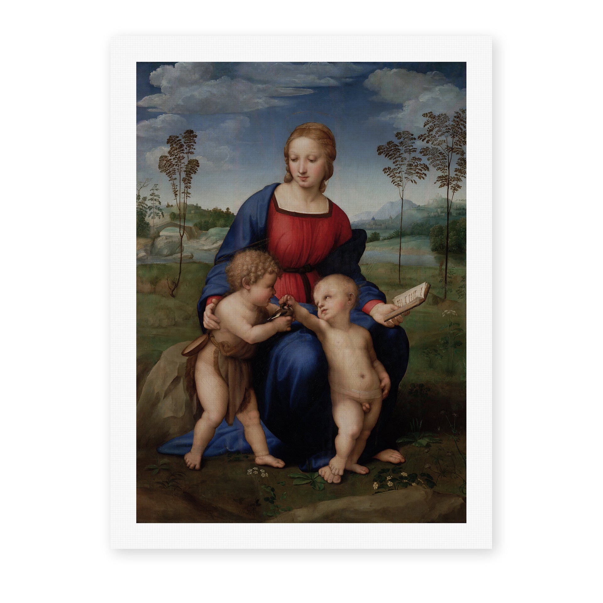 Raphael's 'Madonna del cardellino' painting reproduced as a rolled canvas print