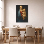 Gallery-wrapped canvas print of Raphael's Madonna del Granduca displayed on a wall in a dining