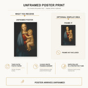 Raphael - Madonna del Granduca poster print size comparison and framing display infographic