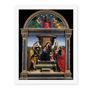 Raphael's 'Madonna and Child Enthroned with Saints' painting reproduced as a rolled canvas print