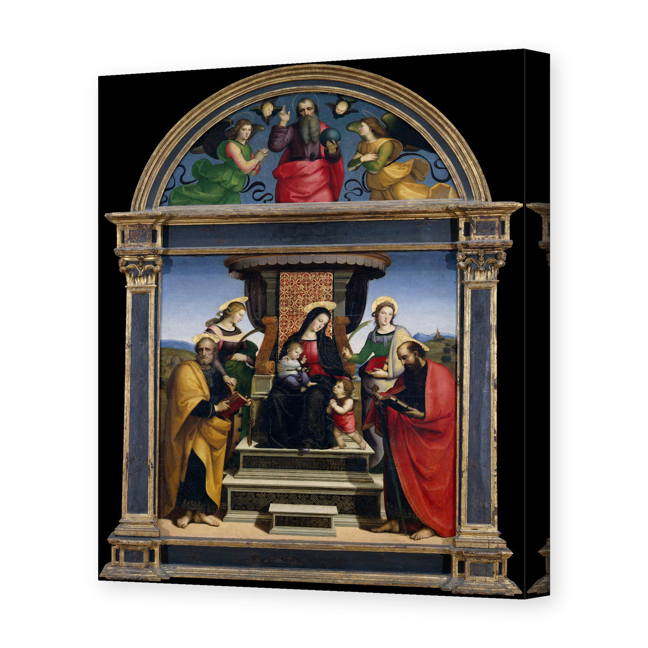 Raphael's 'Madonna and Child Enthroned with Saints' painting reproduced as a gallery-wrapped canvas print