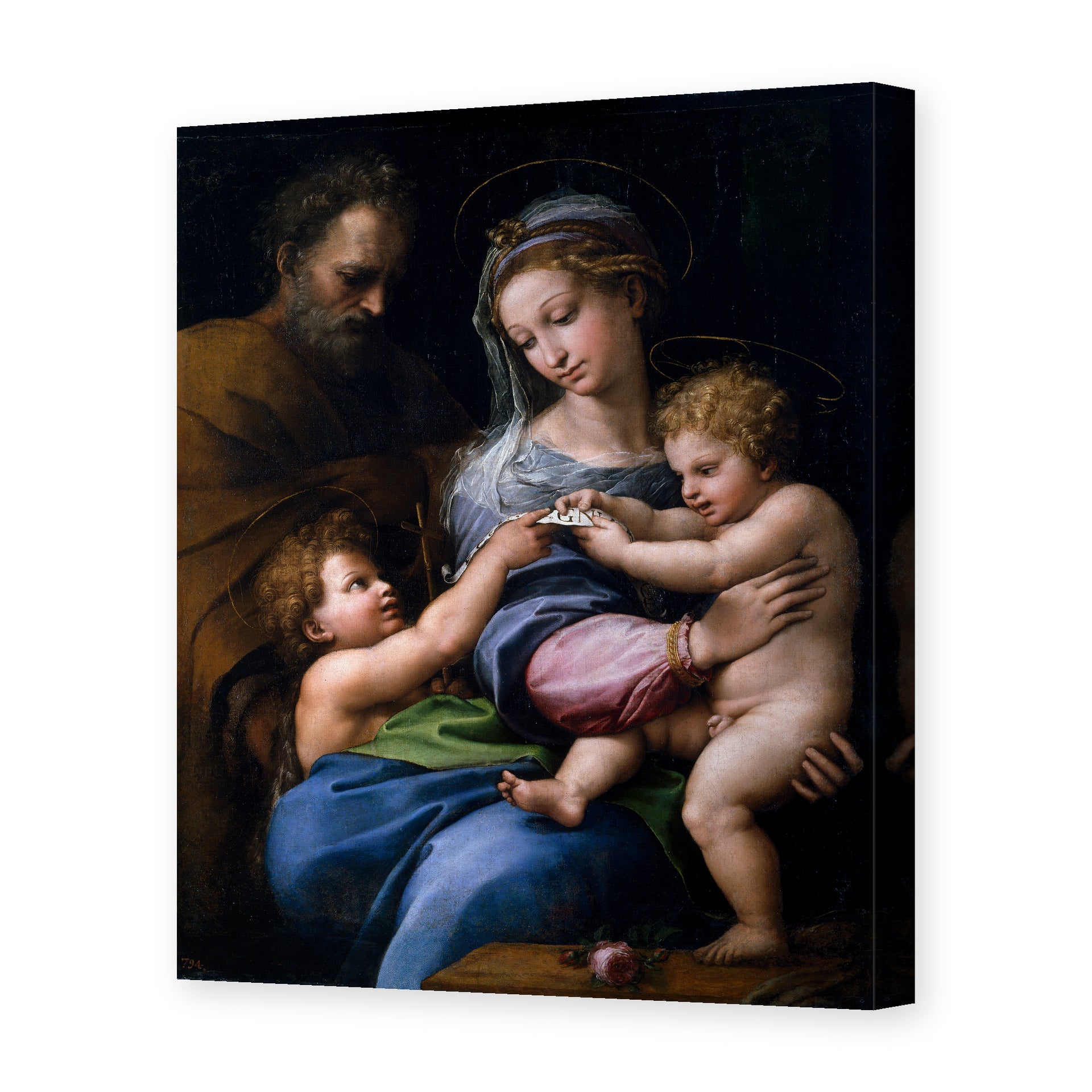 Raphael's 'Madonna of the Rose' painting reproduced as a gallery-wrapped canvas print