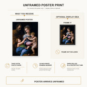 Raphael - Madonna of the Rose poster print size comparison and framing display infographic