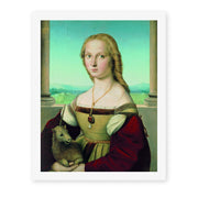 Raphael's 'Portrait of a Lady with a Unicorn' painting reproduced as a rolled canvas print