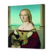 Raphael's 'Portrait of a Lady with a Unicorn' painting reproduced as a gallery-wrapped canvas print