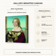 Raphael - Portrait of a Lady with a Unicorn gallery wrap canvas construction and hanging details infographic