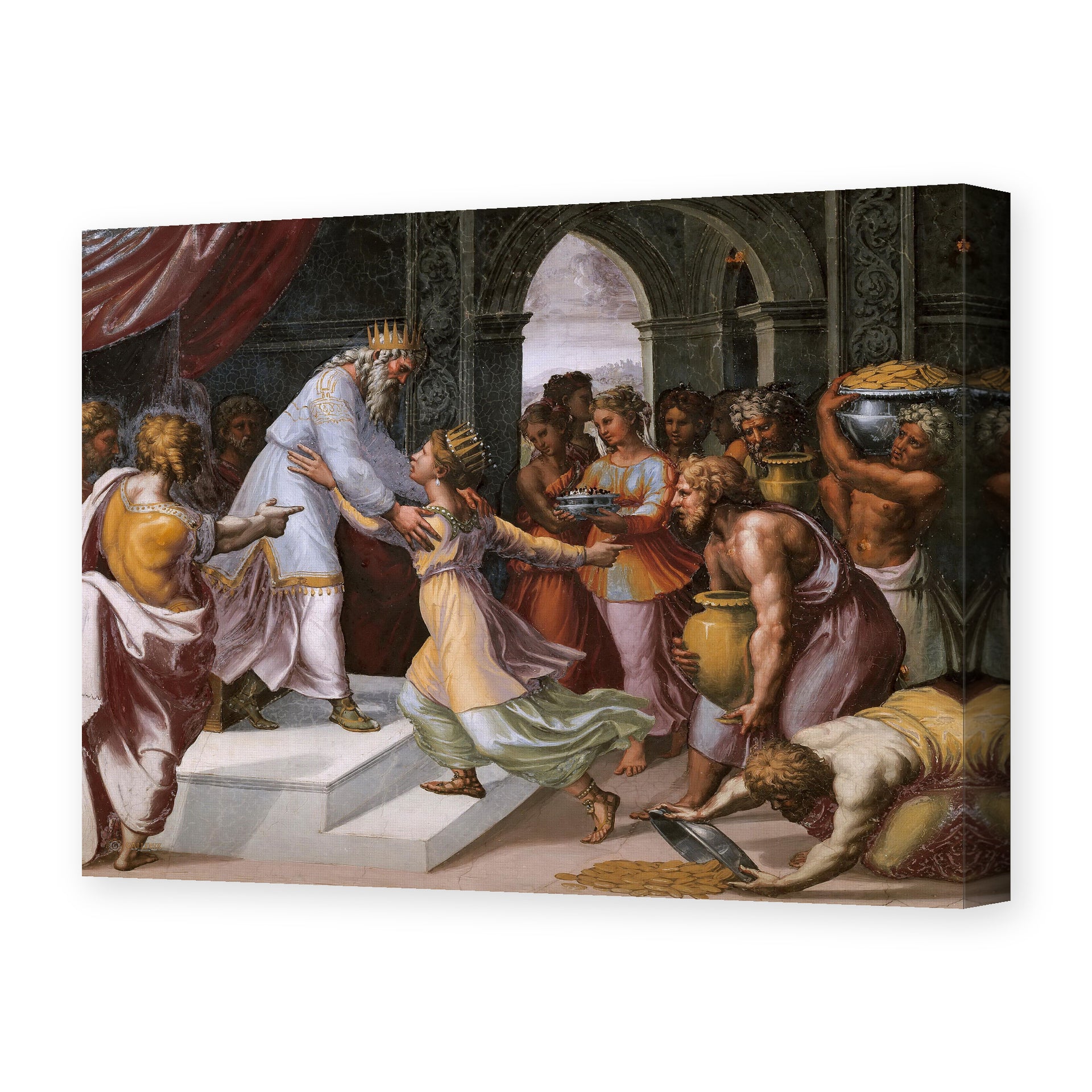 Raphael's 'Queen of Sheba and Solomon' painting reproduced as a gallery-wrapped canvas print