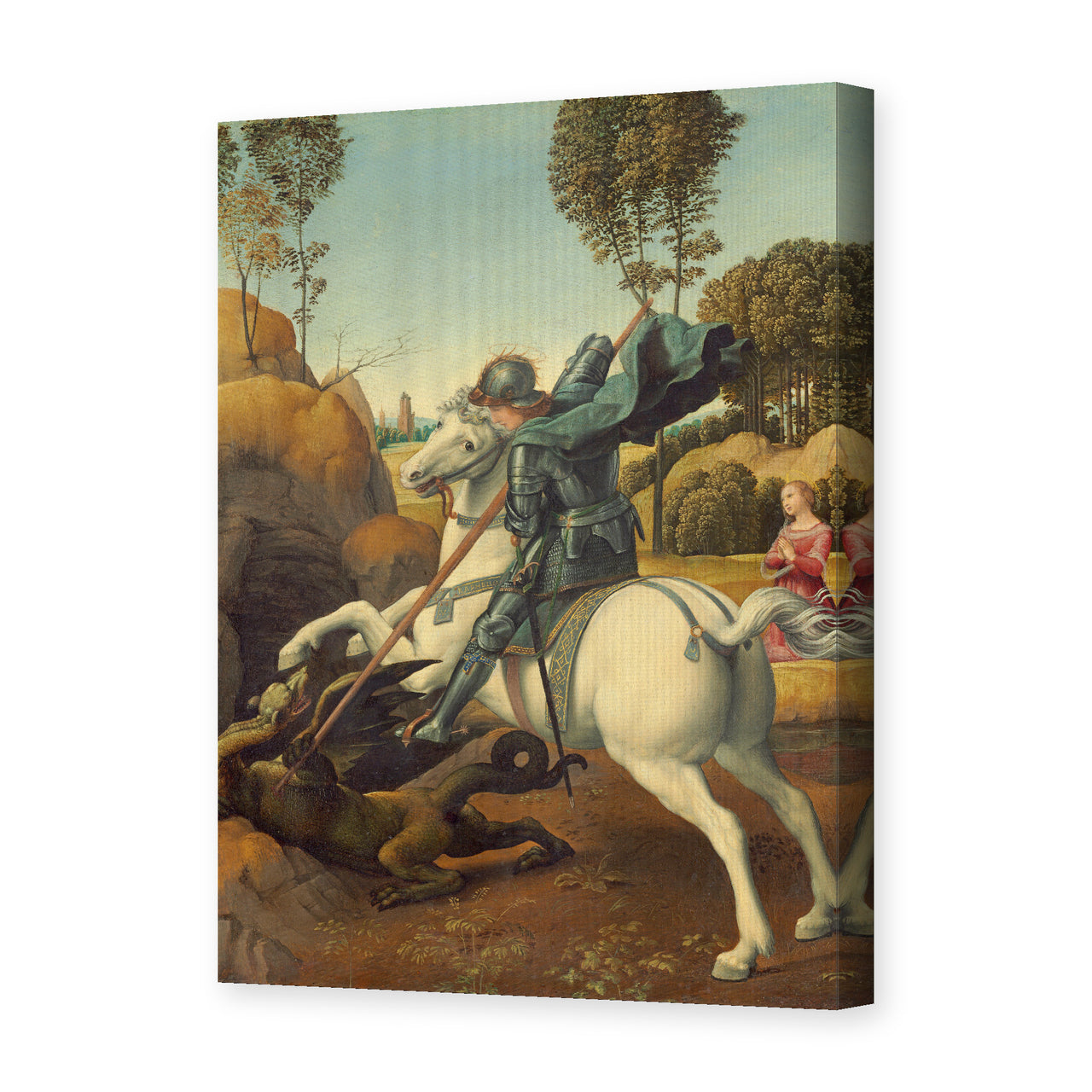 Raphael's 'Saint George and the Dragon' painting reproduced as a gallery-wrapped canvas print