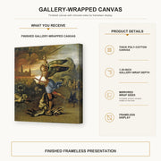 Raphael - St. Michael gallery wrap canvas construction and hanging details infographic