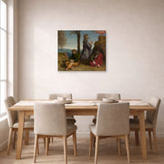 Gallery-wrapped canvas print of Raphael's The Agony in the Garden displayed on a wall in a dining