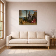 Gallery-wrapped canvas print of Raphael's The Agony in the Garden displayed on a wall in a living room