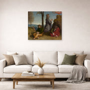 Gallery-wrapped canvas print of Raphael's The Agony in the Garden displayed on a wall in a living room